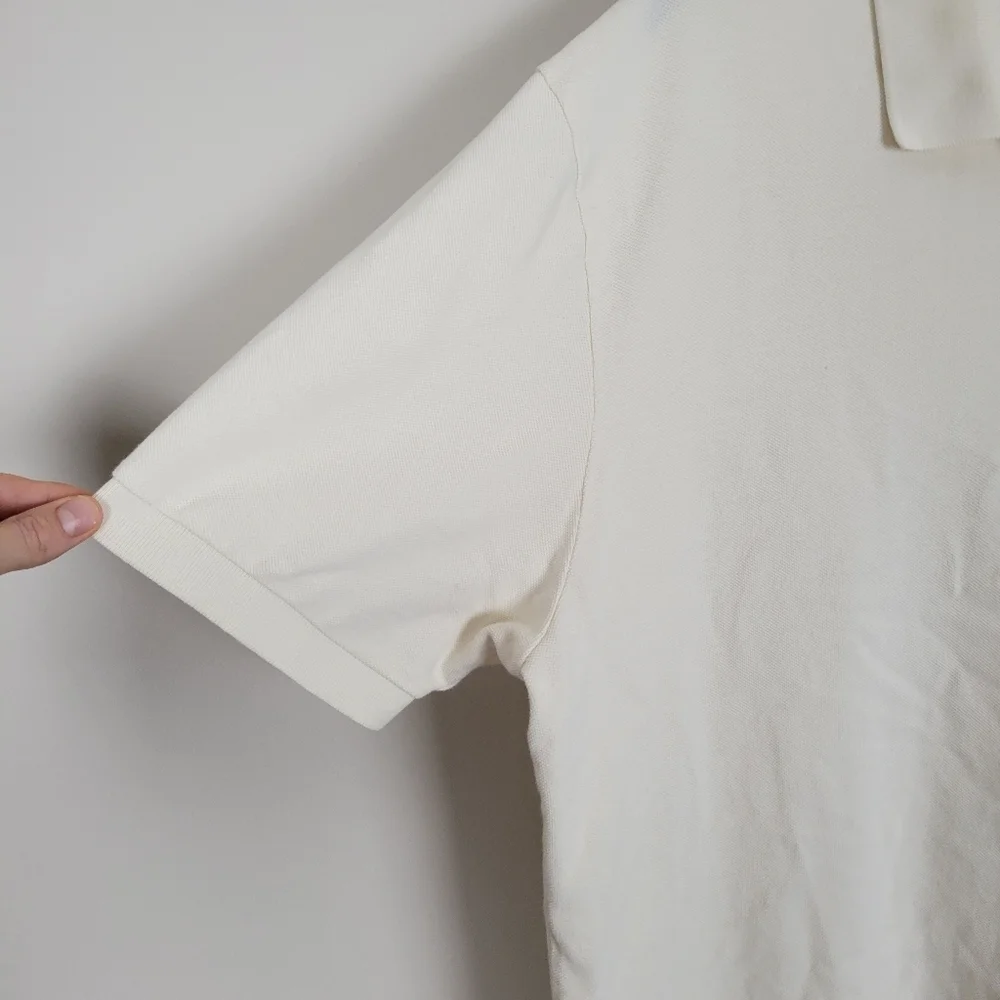 Polo Ralph Lauren Men's XL 100% Cotton Solid Ivory 2 Button Short Sleeve Polo
